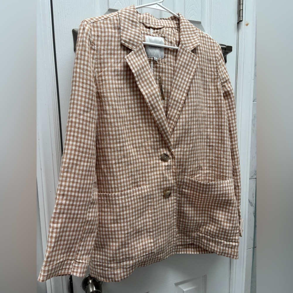 Madewell Linen Dorset Blazer in Gingham Check - Picture 6 of 15